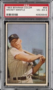 1953 BOWMAN COLOR #59 MICKEY MANTLE PSA 4