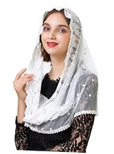Infinity Venise Lace Chapel Veil Latin Mass Mantilla Floral Church Veils White