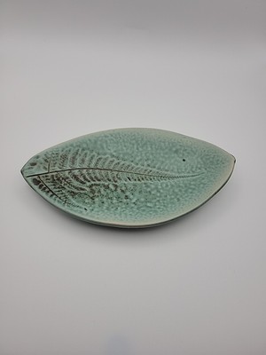 Vintage Fern Stem Trinket Dish Handmade Studio Pottery Nature Botanical Unique