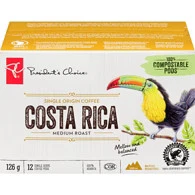 PC K-Cup Single Serve Pods, 100% Costa Rican Medium Roast 126g