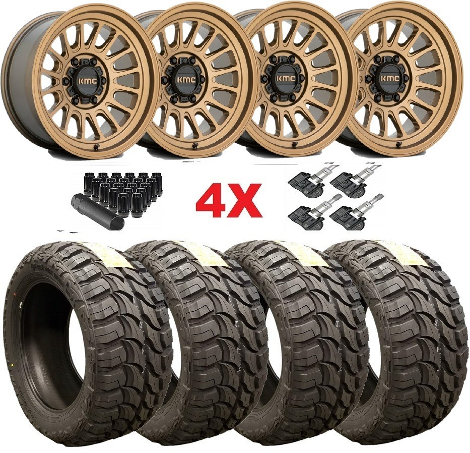 【送料込み】KMC XD SERIES/33X12.50R20LT/タイヤ 4本 BRONZE KMC WHEEL MT TIRE 33 12.50 17 PACKAGE METHOD RHINO FUEL 4