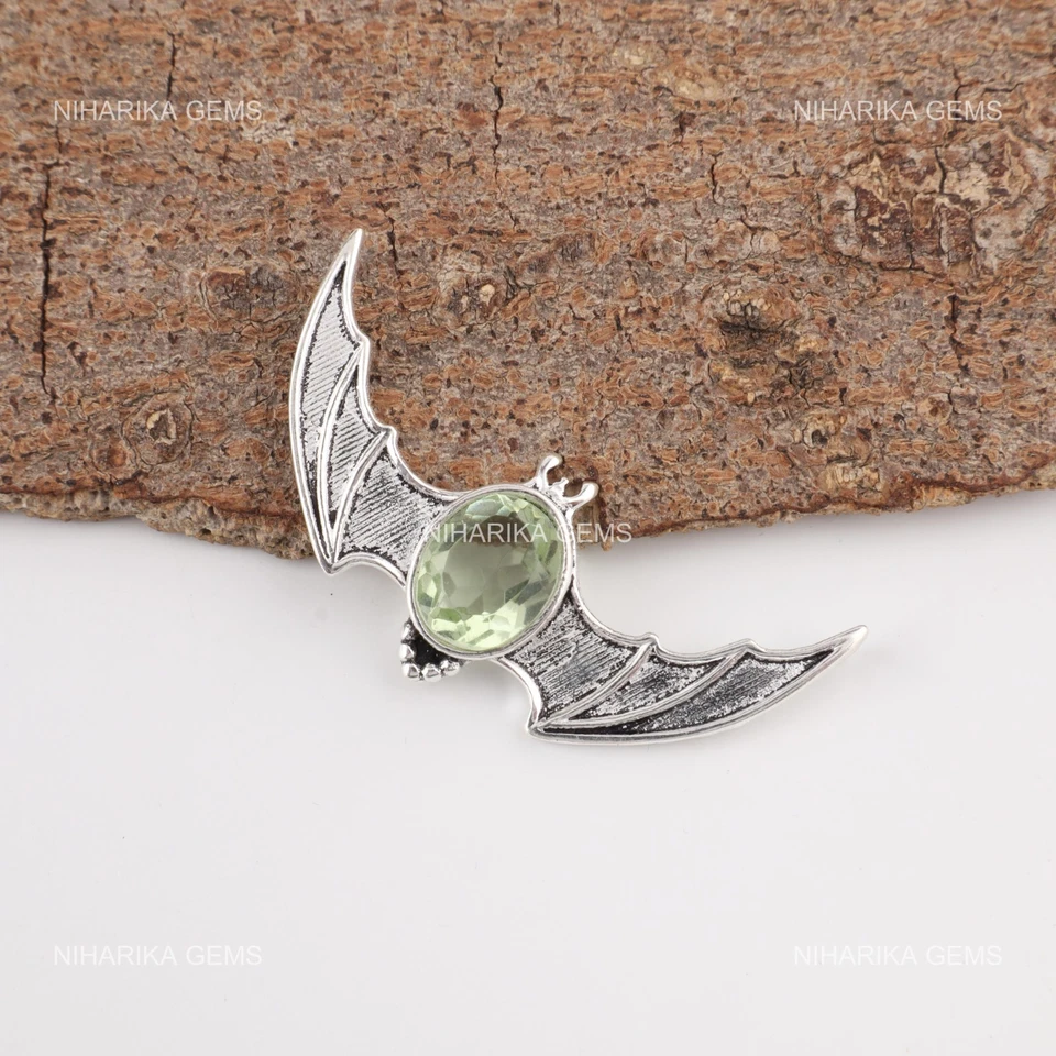 Argento Sterling Verde Pietra Ametista Compleanno Mano Matrimonio Ciondolo Gioie - Immagine 4 di 4