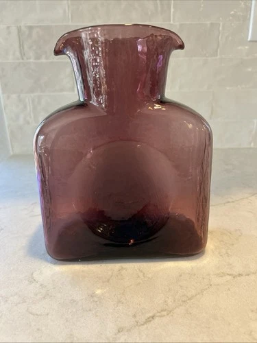 Vintage Blenko Glass Double Spout  Bottle Amethyst Purple 8”