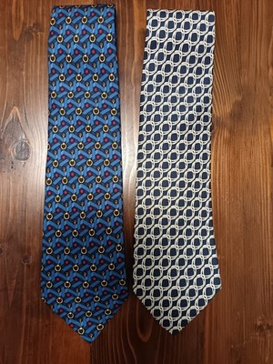 Lot 2 Original GUCCI Vintage Krawatten 100% Seide Made in Italy Klemmenmuster