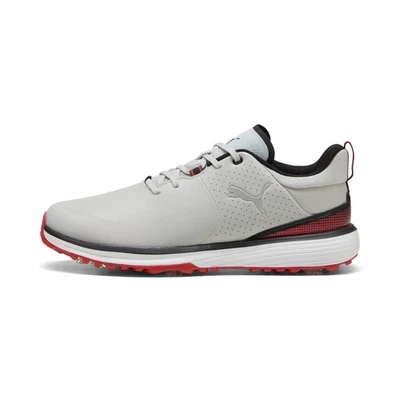 Puma Mens FUSION Grip ST Golf Shoes - Ash Gray/Puma Black/Candy Apple - New 2026 - Image 1 of 4