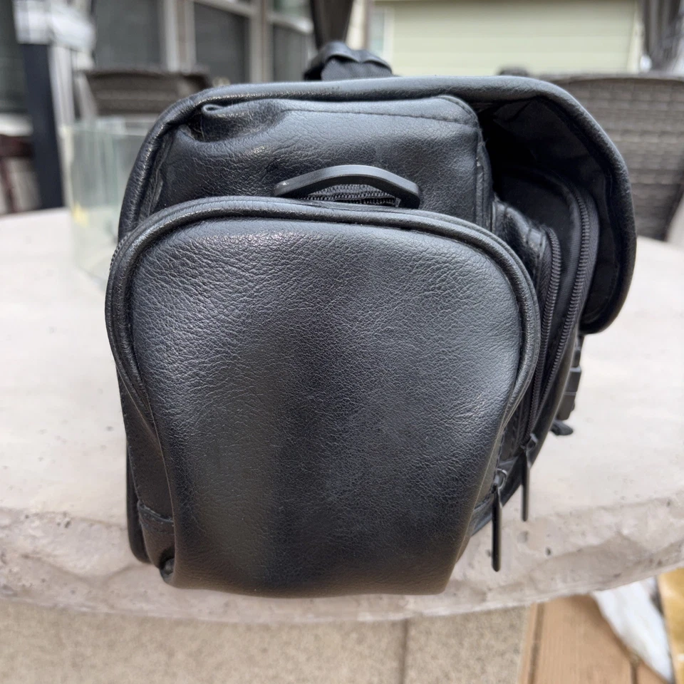 Sony Camera Bag Black Faux Leather Carrying Case W/ Strap Vintage, clean, roomy - Image 2 of 4