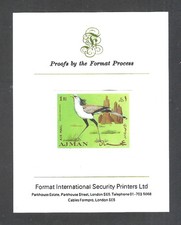 UAE Arab Emirates Ajman 1969 Animals Birds Secretary Bird Proof MNH