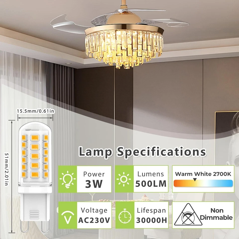 5Pack G9 LED Bulbs No Flicker Non-Dimmable Energy Saving Light Bulbs Chandelier - Image 3 of 4