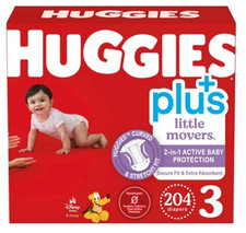 Huggies Plus Diapers Size 3:   16-28lbs,   204ct - Free Shipping - Brand New! 0.28 per diaper