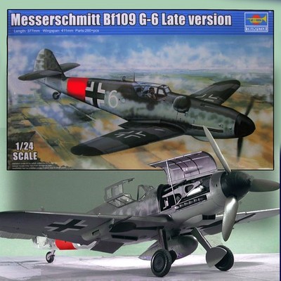TRUMPETER 02408 1/24 MESSERSCHMITT BF109 G-6 GUSTAV LATE, ERLA CANOPY, MODEL KIT