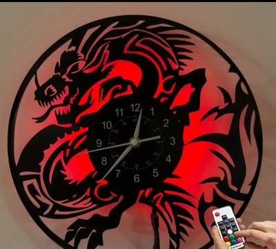 Drachen-LED-Leuchtende Wanduhr 31 cm Leise Ohne Ticken