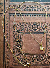 12K Gold Filled Dainty Cable Chain Necklace w/ Caged White Pearl Pendant 16 in