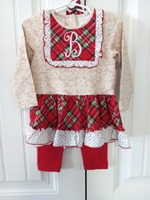 Ricrac  Ruffles Christmas pant set with headband sz 2T