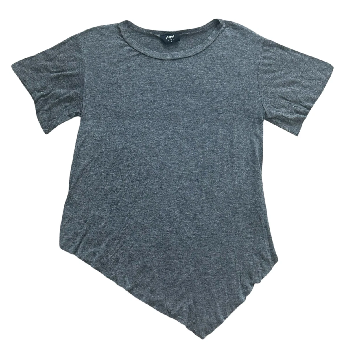 T-shirt Long Nasty Gal épaule Dénudée Gris Taille S/M Neuf Sans étiquette - Manches Courtes