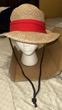 One Piece Luffy inspired Straw Sun Hat with Red Band and Chin Ties OS