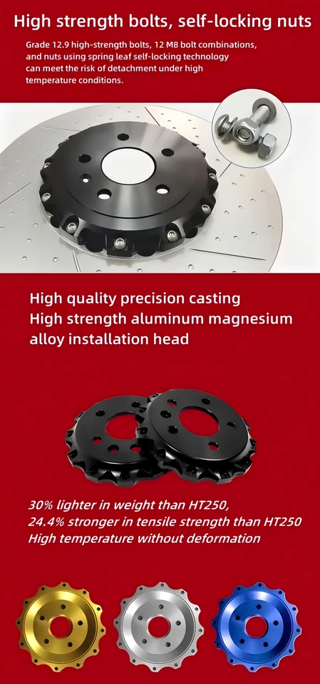 Front Disc 2 Pieces Floating Slotted Brake Rotors for 2008-2013 BMW 135i - Image 4 of 4