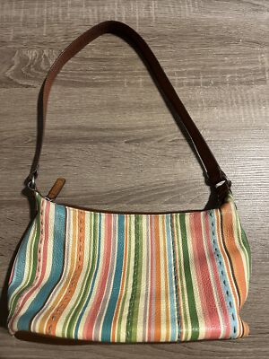 Vintage 90s Y2K FOSSIL Pastel Striped Leather Shoulder Bag Vintage 90s Y2K FOSSIL Pastel Striped Leather Shoulder Bag
