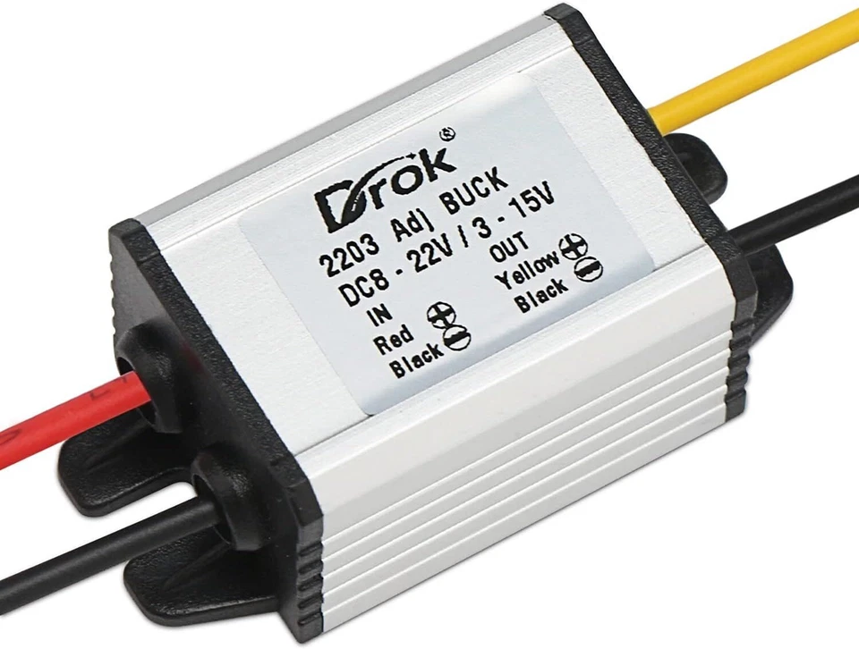 DROK Waterproof DC Buck Converter Voltage Regulator 8-22V to 3-15V 5V 12V 3A - Image 2 of 4