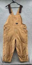 VTG Walls Workwear Men's XL Short Bib Overalls Brown Canvas Insulated