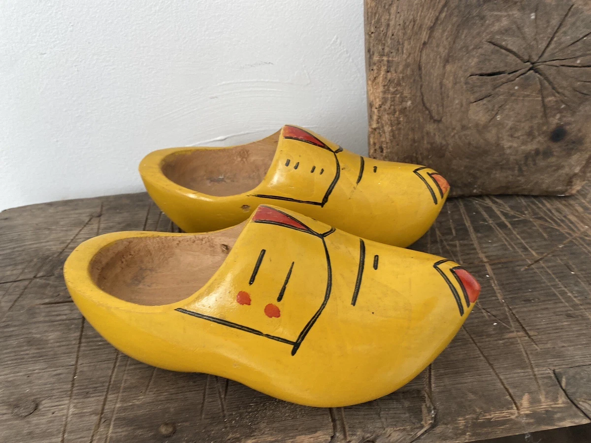 Vintage Wooden Dutch Hand Painted Clogs Mules