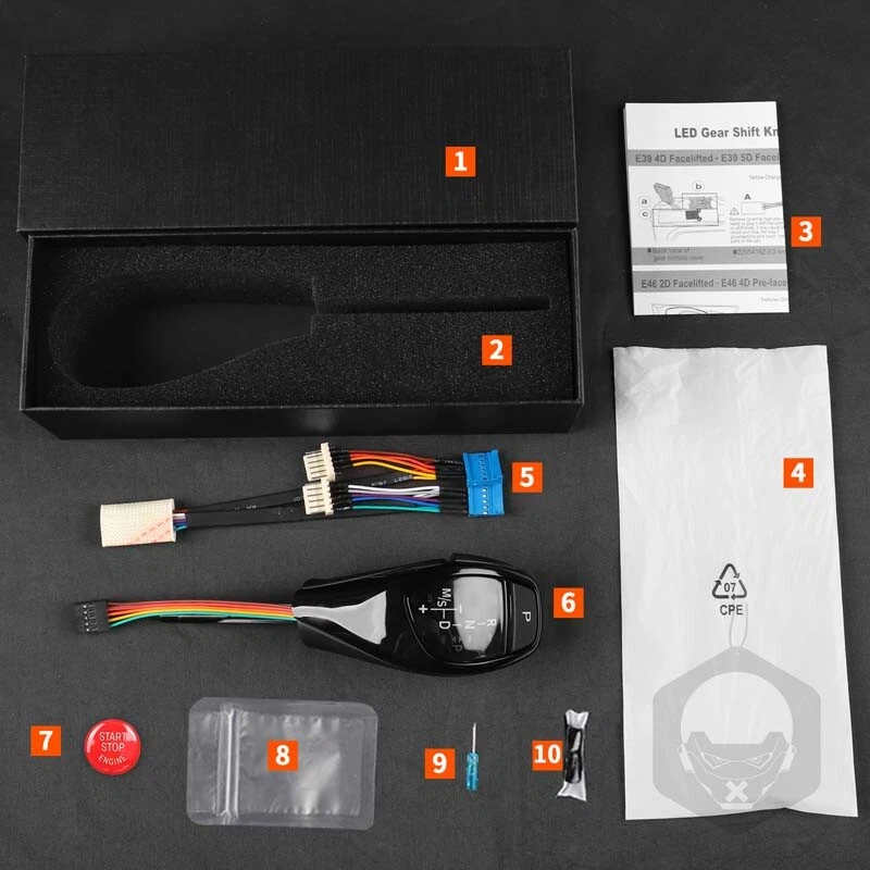 Palanca de cambios LED negra apta para BMW E90 E92 E93 E81 E82 E84 E87 E88 Foto 3 de 4