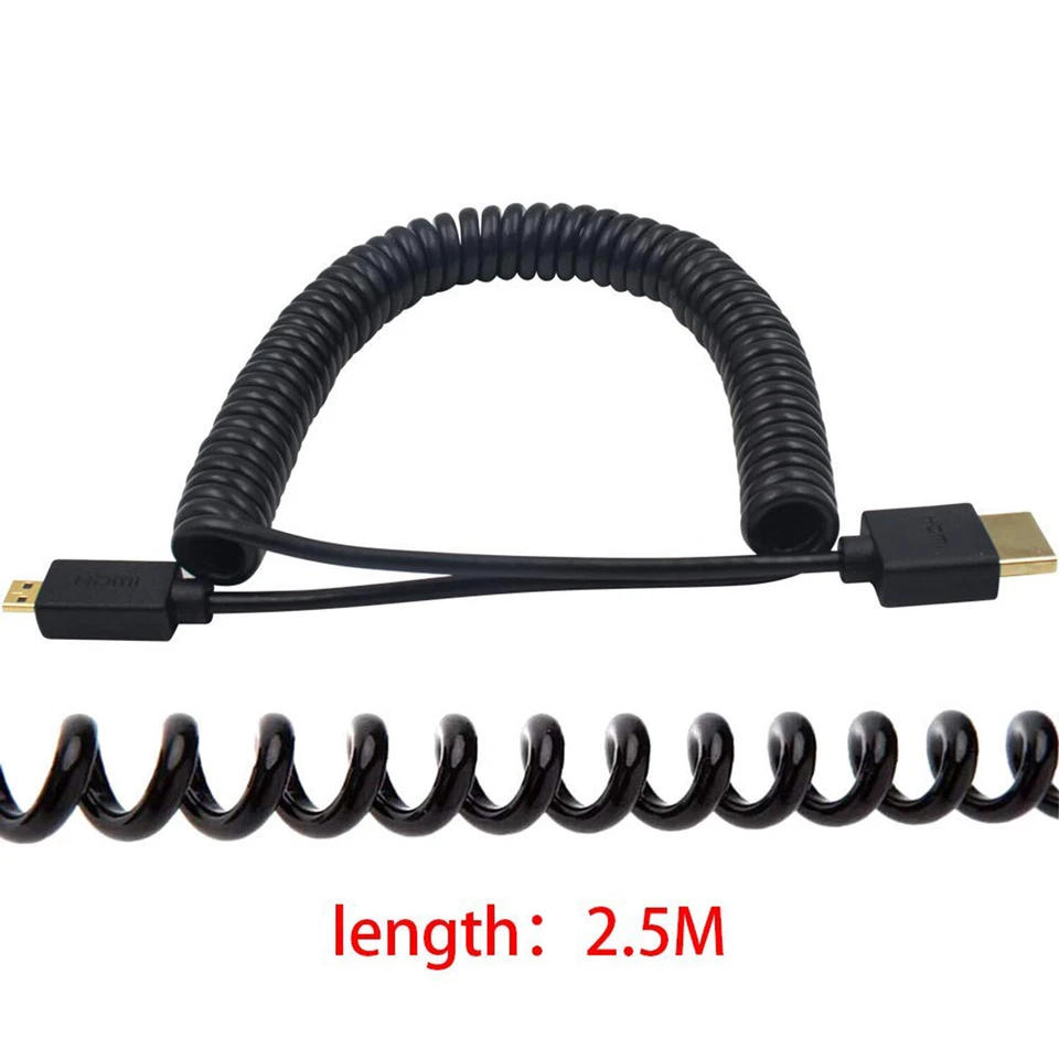 Micro HDMI Male to Full HDMI Coiled Adapter Cable Extreme Slim/Thin for 1080P 4K - Image 4 of 4