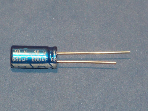 Elko, radial, 680 μF (680uF) / 10V / 105°C, (Ø8x16mm), 10 pièces - condensateurs JB - Photo 1/1