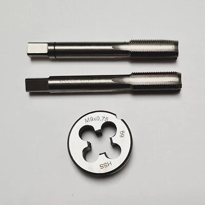 DNI-WERKZEUGE Schneideisen + Handgewindebohrer Set M9 x 0,75 - Feingewinde - Gewindeschneider