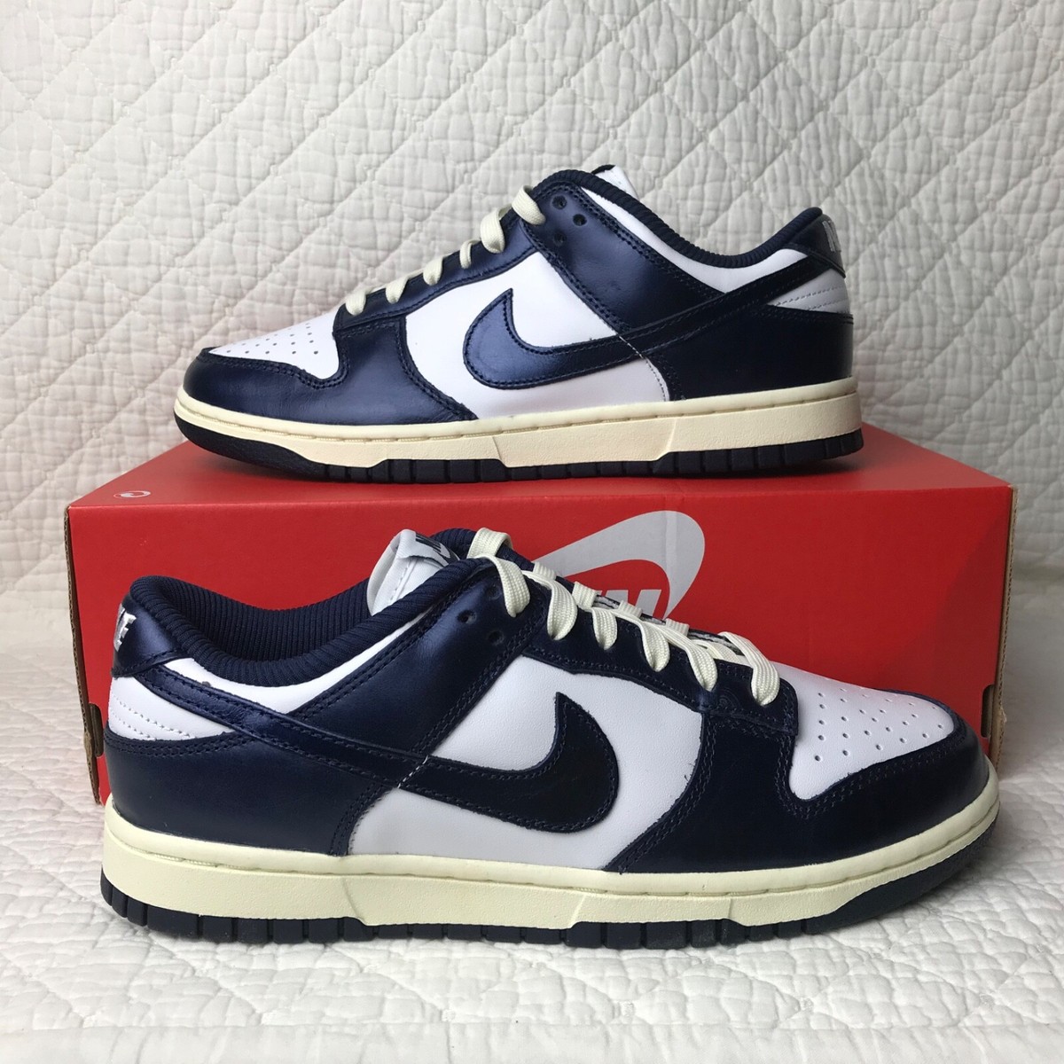 Nike Dunk Low PRM Shoes Women's SZ 9 White/Midnight Navy
