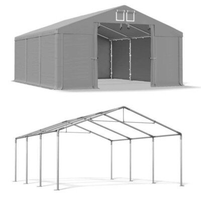 Lagerzelt 4x6 PVC Zelthalle Weidezelt Zeltgarage Wasserdicht Zelt 6x4 Grau NEU S