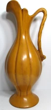 Vintage Royal Haeger Pottery Pitcher Ewer Jug Vase Orange Ribbed 18 1/8" T