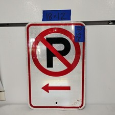 Retired Street/Road Sign No Parking Left Arrow 12"X18"  Lot 12-324