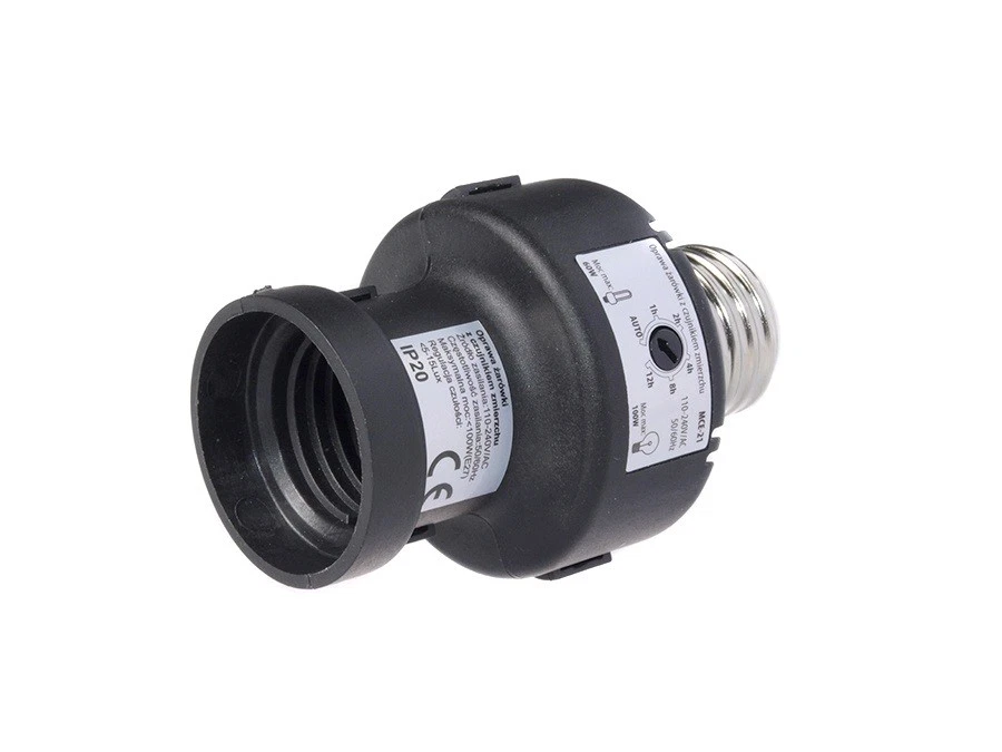 Portalampa con sensor de crepúsculo E27 100W negro IP20 Maclean MCE21