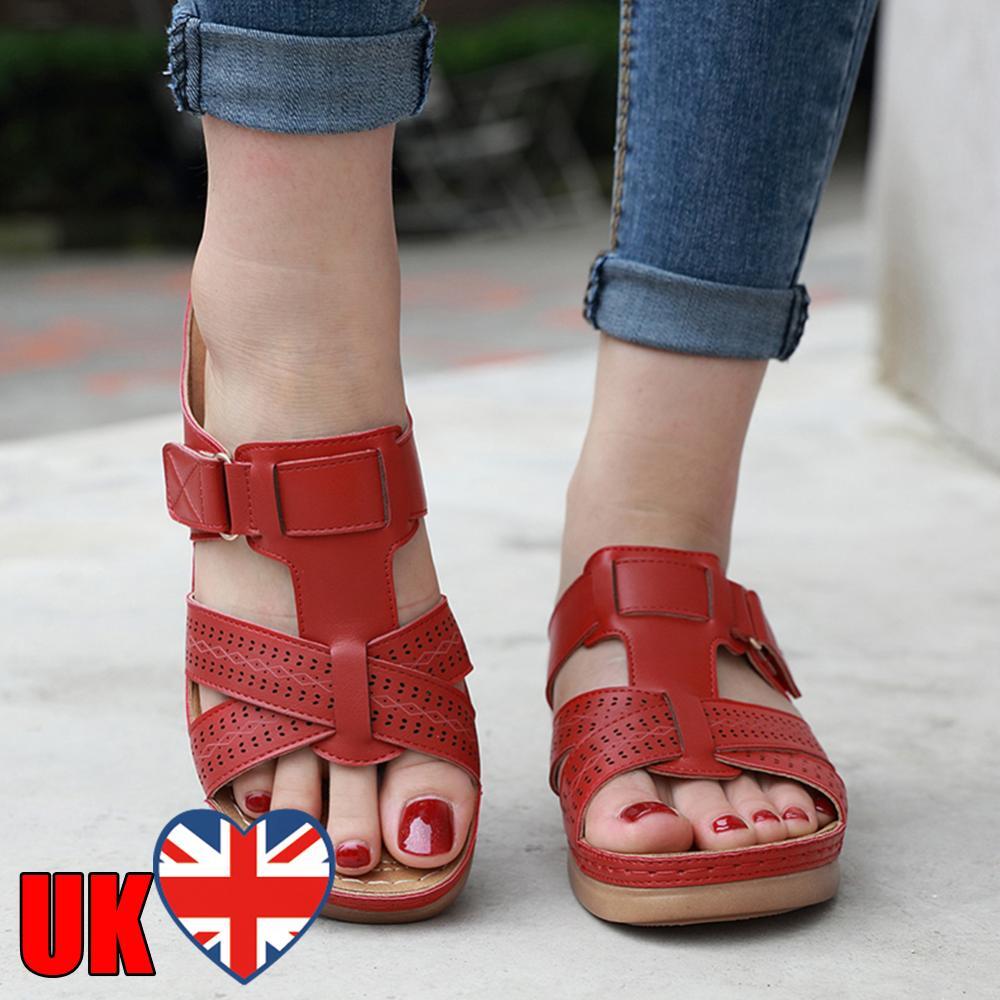 SAOLA Ciabatte donna suola spessa sandali con zeppa e plateau scavati (38 rosso)