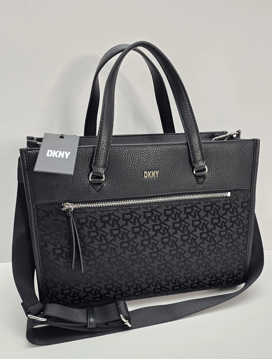 DKNY ZORIE MD Logo Tote Monogram Jacquard w/Strap Shoulder Purse 