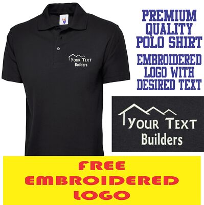Personalisiertes besticktes Poloshirt mit Ihrem Text Bauherren Logo, Hausbauer Geschenk