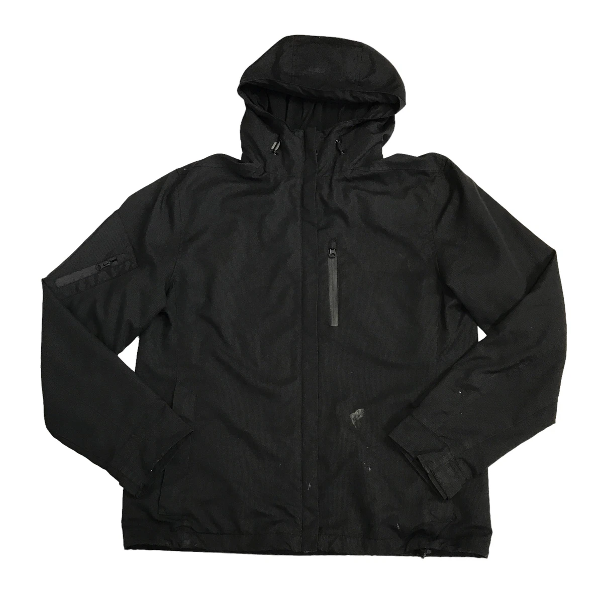 TU Clothing Mens Hooded Jacket Black Size Medium Anorak Mesh Lined