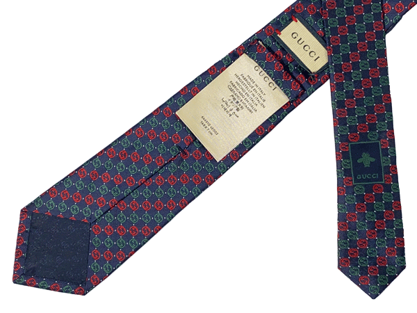 Gucci Tie 644510 4E002 4174 Navy fabric Green G X Red G