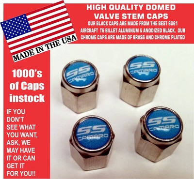 4 Chrome & White SS  Chevrolet Super Sport SS Rally Sport  RS Valve Stem Caps