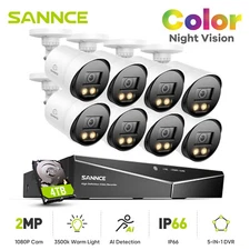 SANNCE 5MP Lite 8CH DVR HD 1080p Full Color CCTV Home Security Camera System 