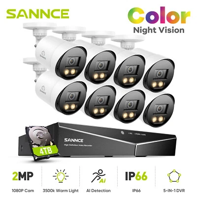 SANNCE 5MP Lite 8CH DVR HD 1080p Full Color CCTV Home Security Camera System
