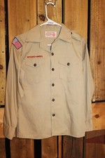Boy Scouts of America BSA Youth Shirt Long Sleeve Tan Plain Medium