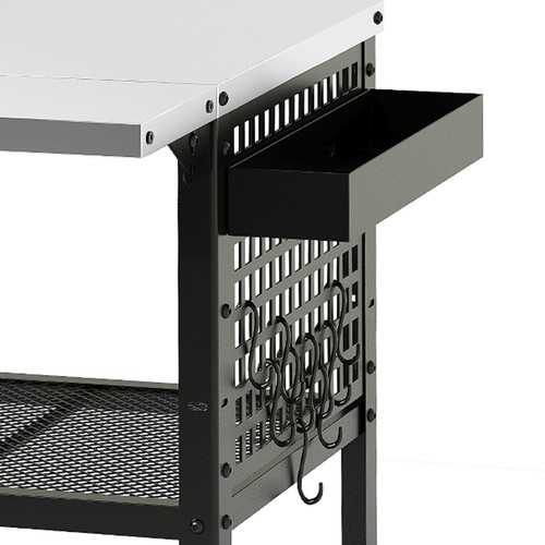 Outdoor Kitchen Cart Stainless Steel Grill Tables Flip Top 3-Tier Storage Shelf - Picture 10 of 11