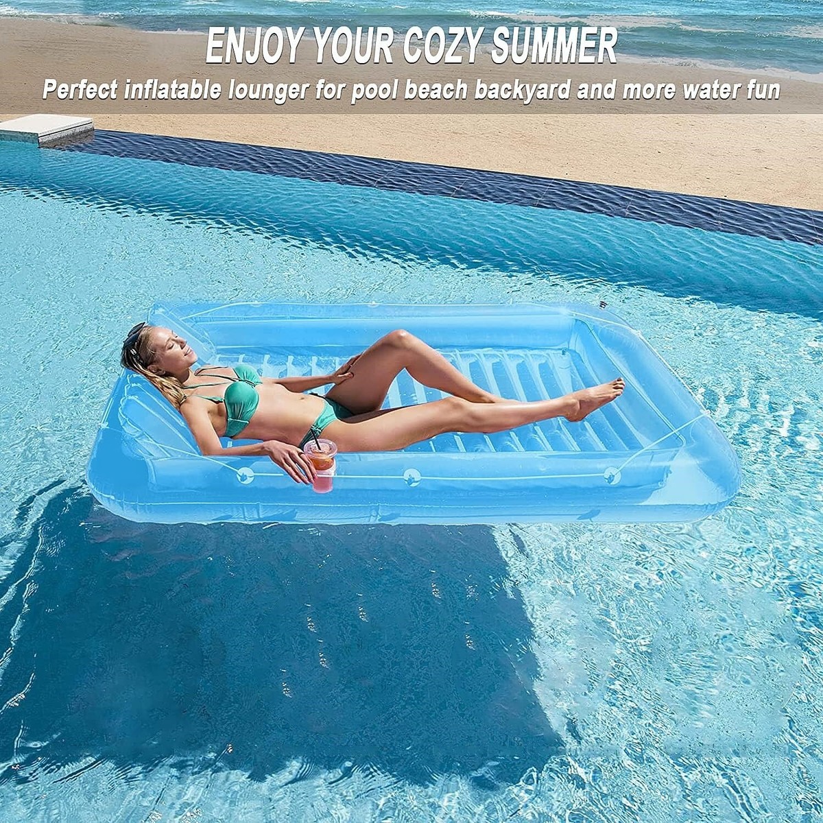 Hamaca De Agua Inflable 115x80 Cm | Colchoneta Flotante Con Agujeros De Enfriamiento | PVC Engrosado | Capacidad 100 Kg | Para Piscina Y Playa