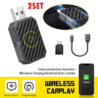 2Set Play Wireless Adapter CarPlay Wireless Adapter for iPhone IOS- Android EXC