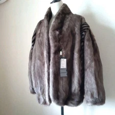 SAGA MINK Fur Coat Blue Iris Mink Woman's 13