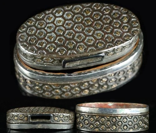 Japan antique copper silver inlay Fuchi Kashira sword katana cloisonne clan