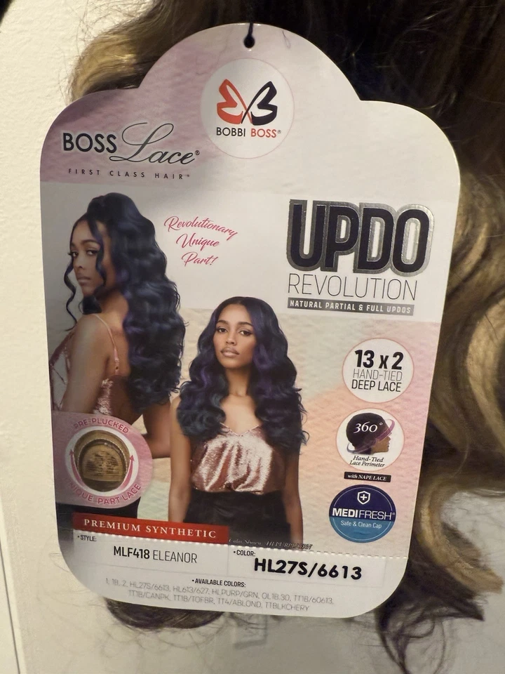 Peluca de cabello sintética de encaje profundo BOBBI BOSS 13X2 larga rizada, pelucas resistentes al calor nueva Foto 4 de 4