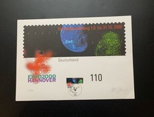 Briefmarken Grafik Expo 2000 Hannover Erstausgabe 14.8.2000 Echtheitszertifikat
