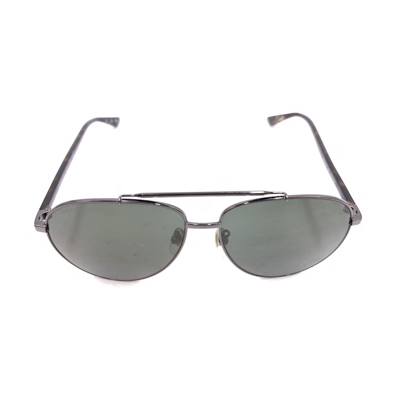 Gucci GG 0043SA 003 Gunmetal Brown Aviator Sunglasses Green Lens 61-14 145 Japan thumbnail 2